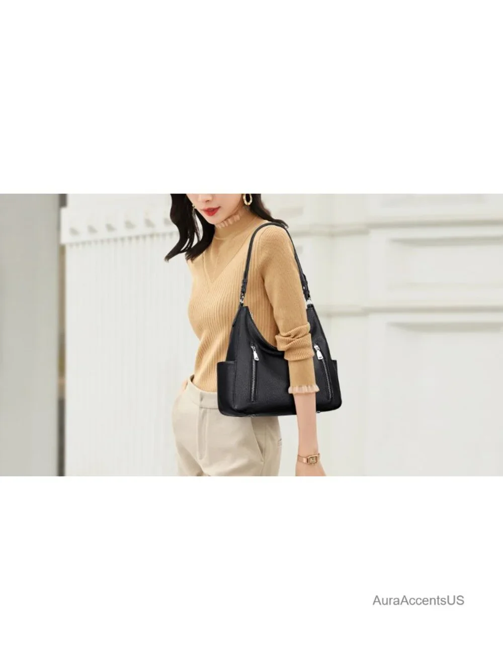 Genuine Leather Hobo Shoulder Bag Crossbody Purse for Women